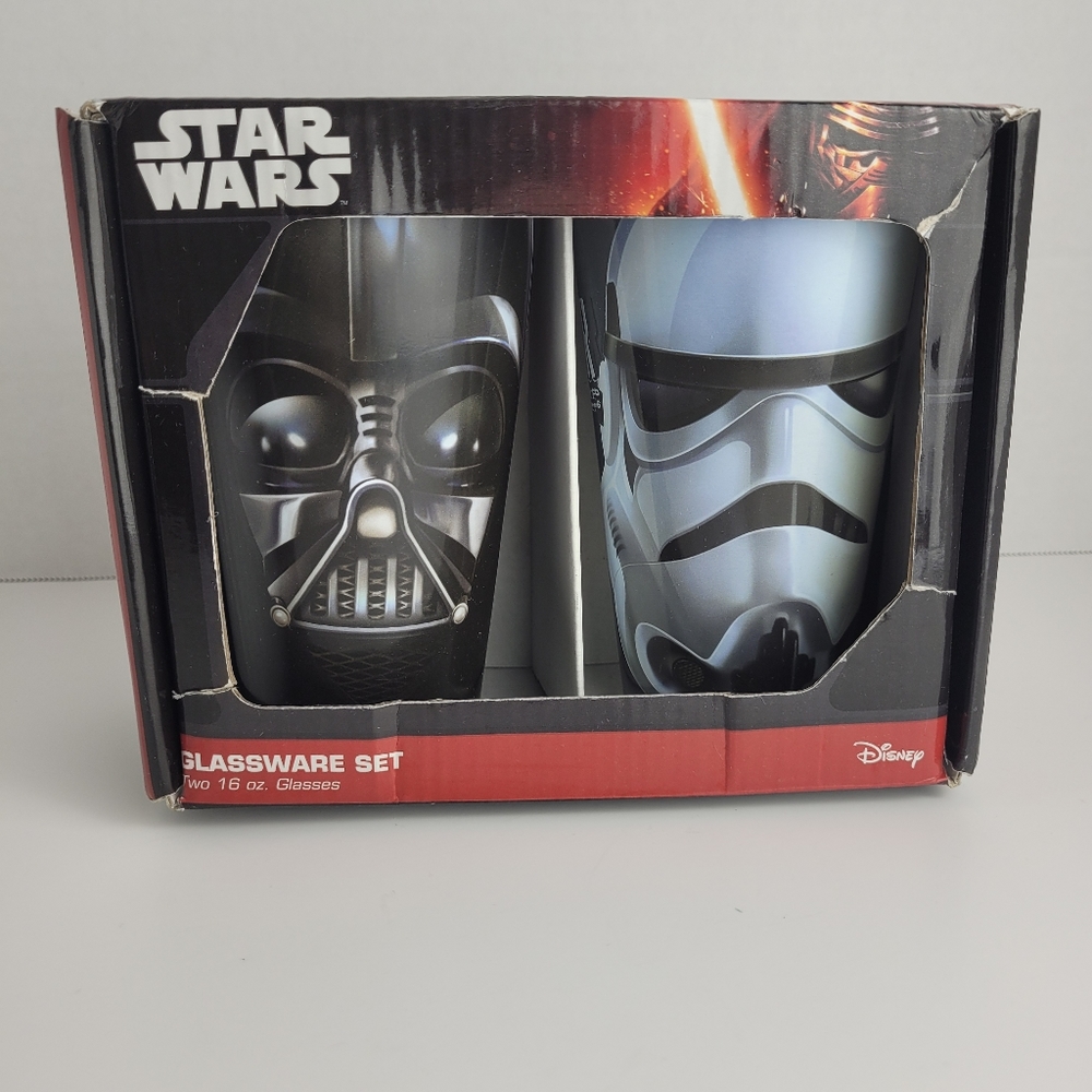 Star Wars Set Of 2 Drinking Glass 16 Ounce Box Set Darth Vader Stormtrooper